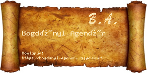 Bogdányi Agenór névjegykártya